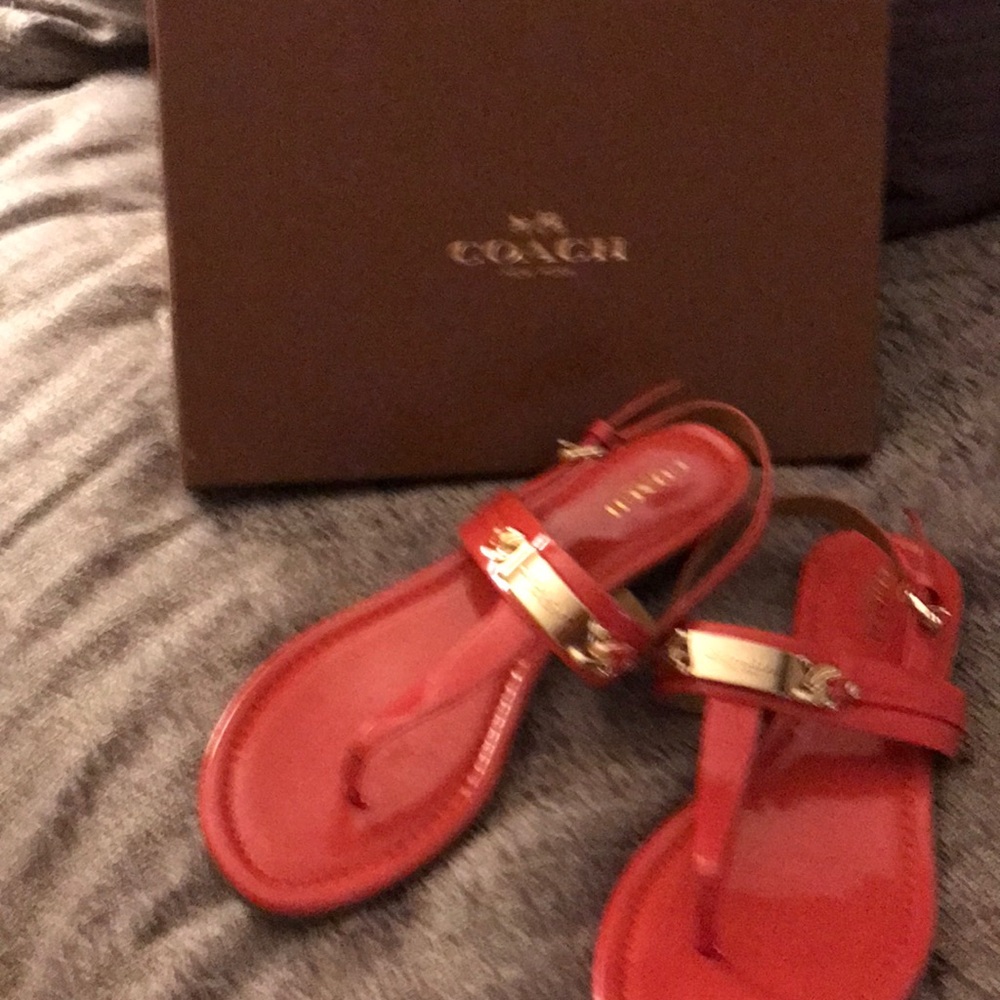 Coach patent leather sandals